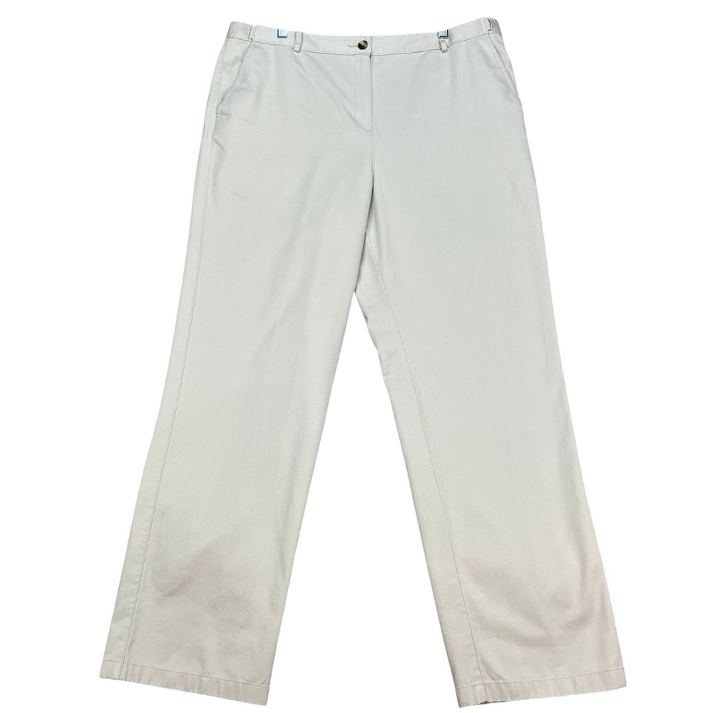 LL Bean Pants Womens 18‎ MT Medium Tall Bone Classic Fit High Rise Elastic Waist
